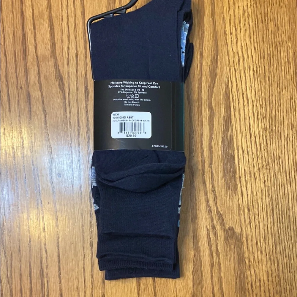 Adolfo Blue Dress Socks with Floral Pattern